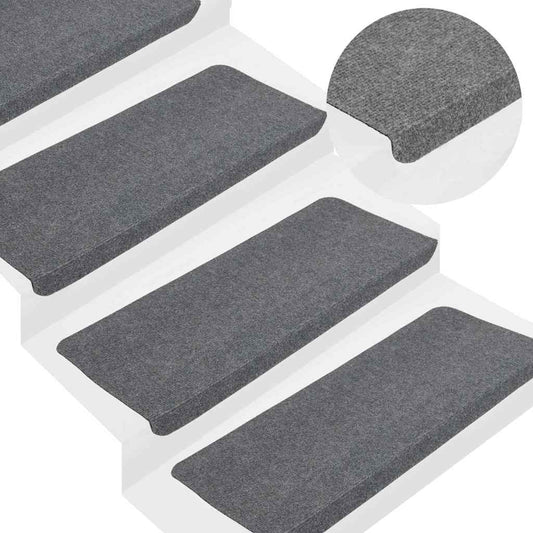 Tappetini Autoadesivi per Scale 15 pz 65x24,5x3,5 cm Grigio - homemem39