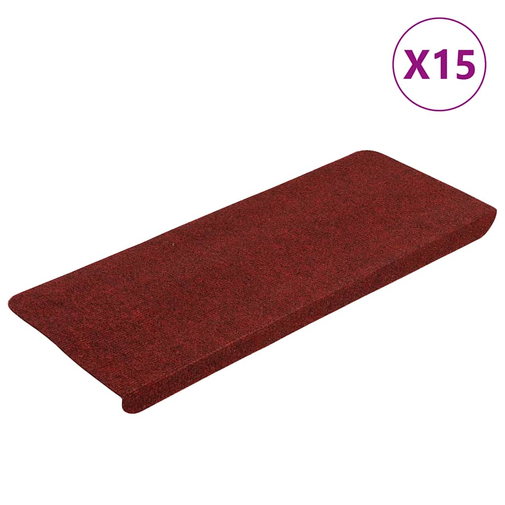 Tappetini Autoadesivi per Scale 15 pz 65x24,5x3,5 cm Rosso