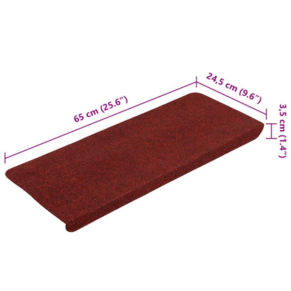 Tappetini Autoadesivi per Scale 15 pz 65x24,5x3,5 cm Rosso