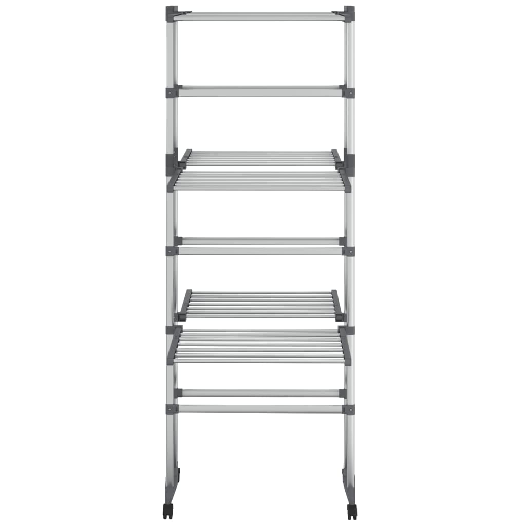 Stendibiancheria a 3 Livelli con Ruote Argento 60x70x129 cm | homemem39