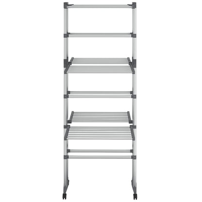 Stendibiancheria a 3 Livelli con Ruote Argento 60x70x129 cm | homemem39
