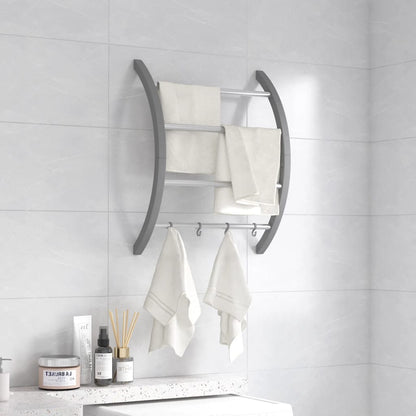 Portasciugamani con Ganci Argento 56x16x72 cm Alluminio | homemem39