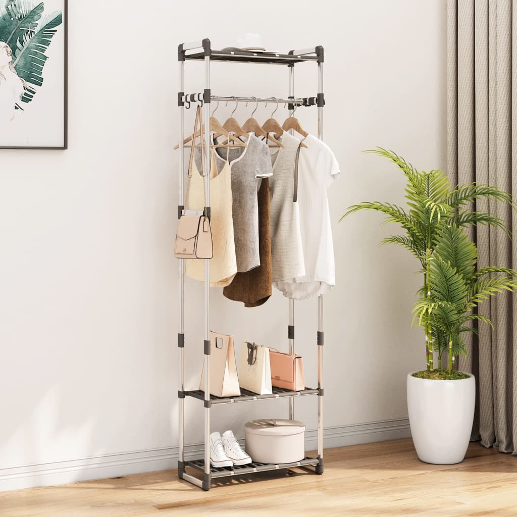 Appendiabiti a 3 Livelli Argento 59x29x192 cm in Alluminio | homemem39