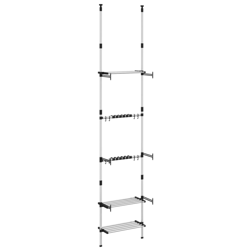 Rastrelliera Telescopica Giardino 3 Ripiani Argento Alluminio | homemem39