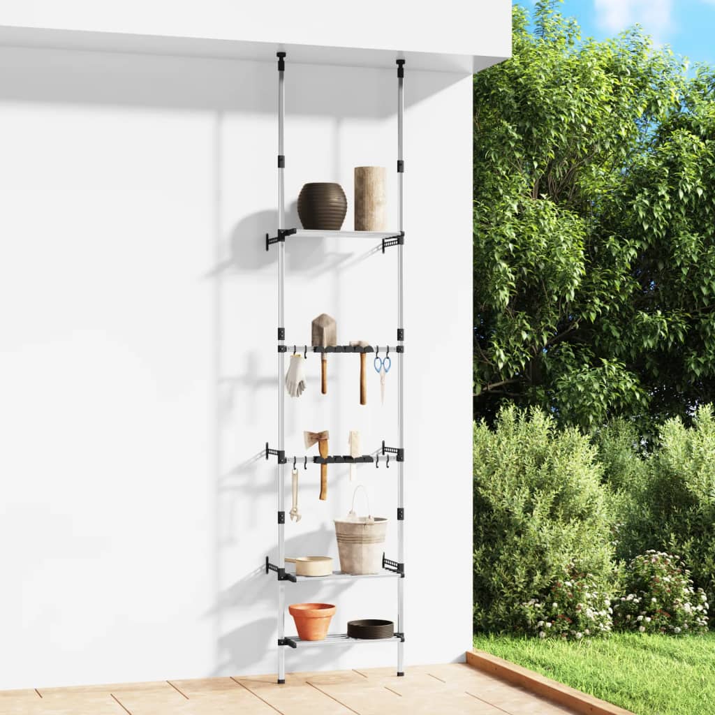 Rastrelliera Telescopica Giardino 3 Ripiani Argento Alluminio | homemem39