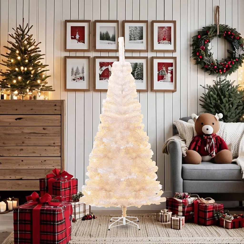 Albero di Natale Artificiale Punte Iridescenti Bianco 180cm PVC | homemem39