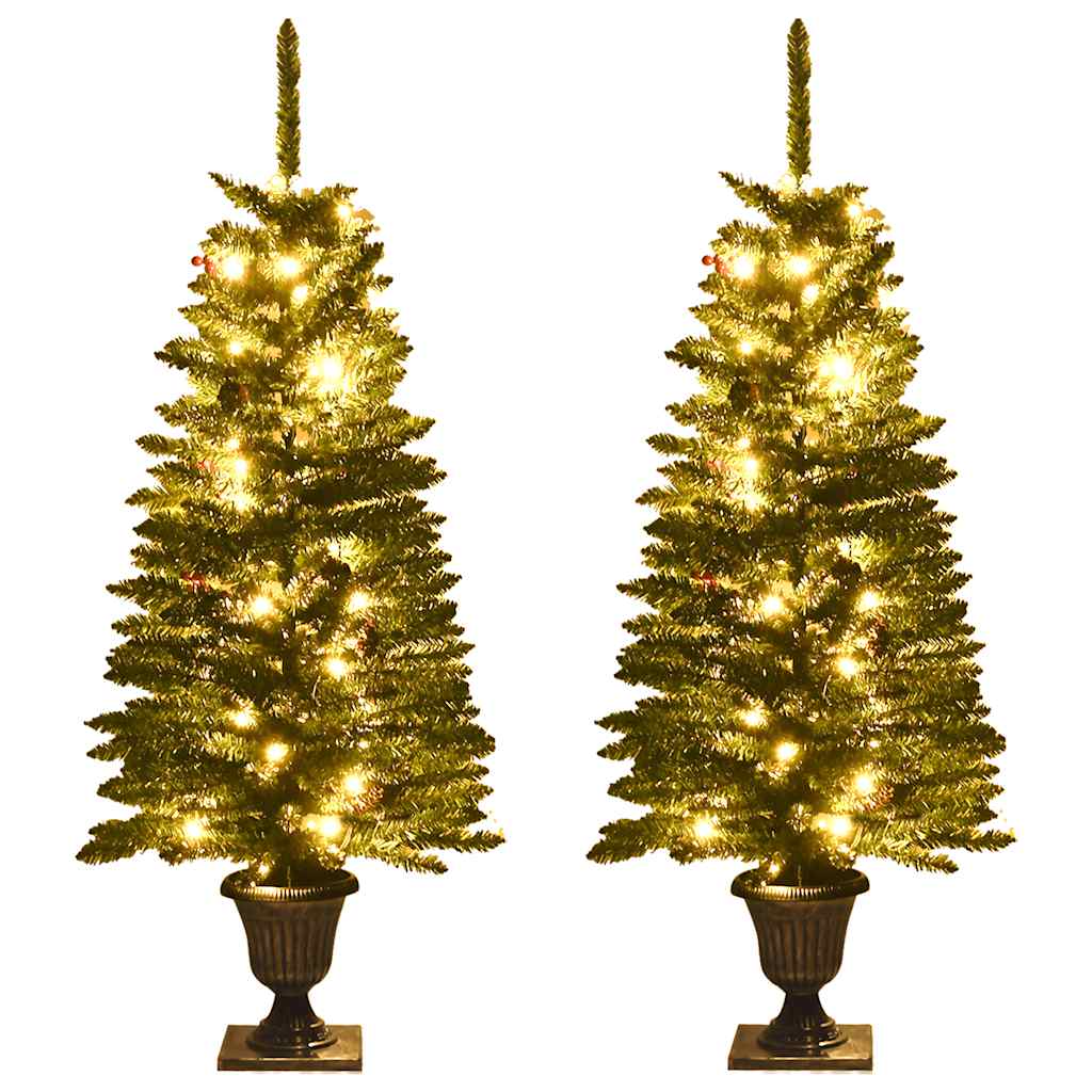 Alberi di Natale Artificiali 2 pz con Corona, Ghirlanda e LED | homemem39