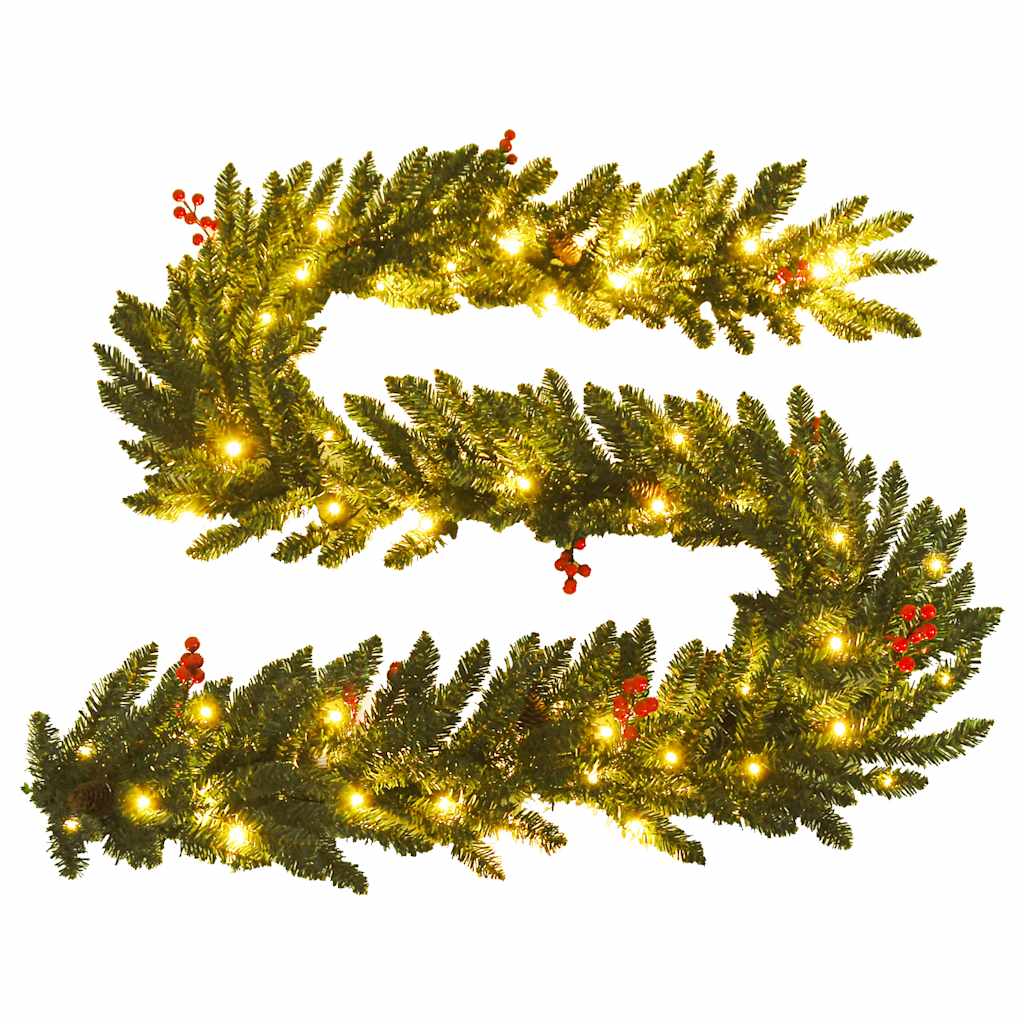 Alberi di Natale Artificiali 2 pz con Corona, Ghirlanda e LED | homemem39