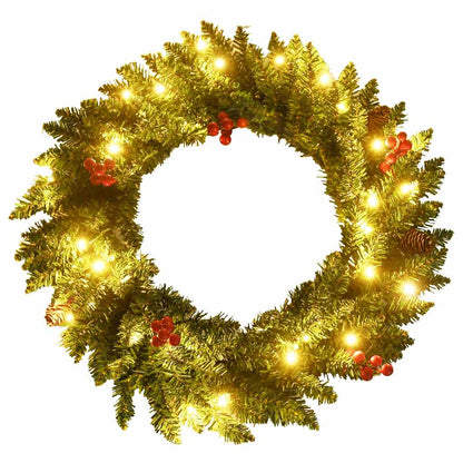 Alberi di Natale Artificiali 2 pz con Corona, Ghirlanda e LED | homemem39