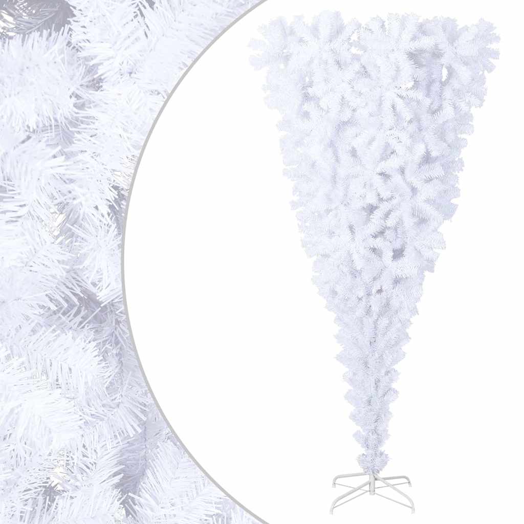 Albero di Natale artificiale capovolto PVC, Steel Bianco