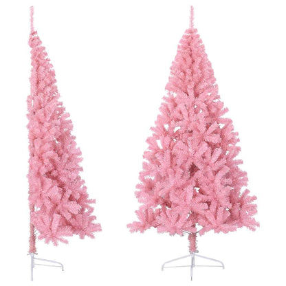Albero di Natale Artificiale a Metà con Supporto Rosa 240cm PVC | homemem39