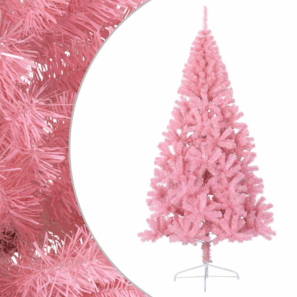Albero di Natale Artificiale a Metà con Supporto Rosa 240cm PVC | homemem39