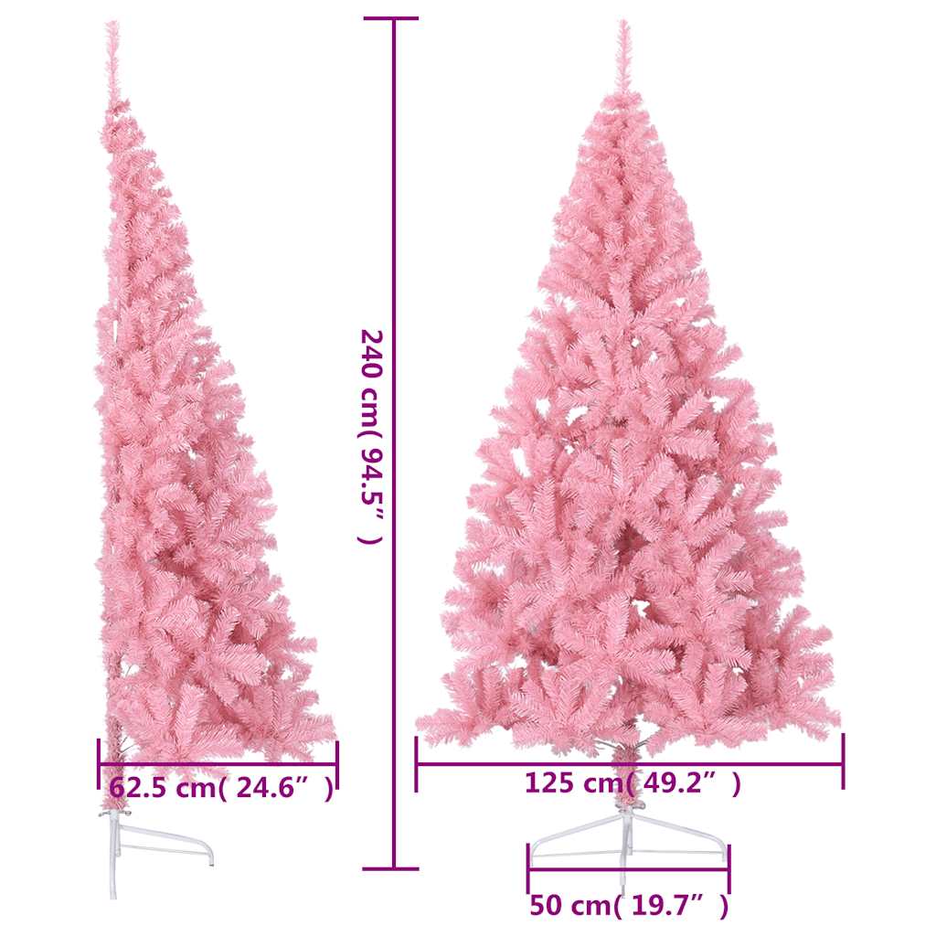 Albero di Natale Artificiale a Metà con Supporto Rosa 240cm PVC | homemem39