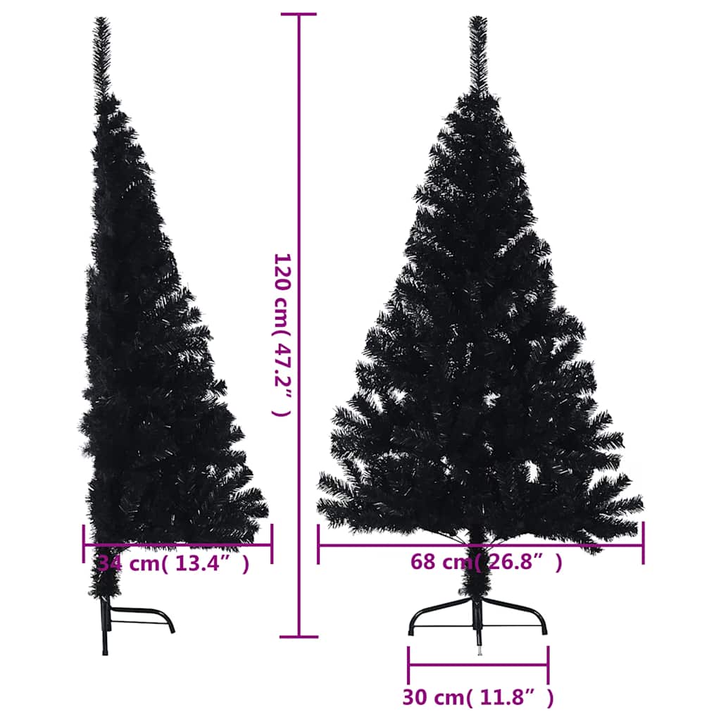 Albero di Natale Artificiale a Metà con Base Nero 120 cm PVC | homemem39