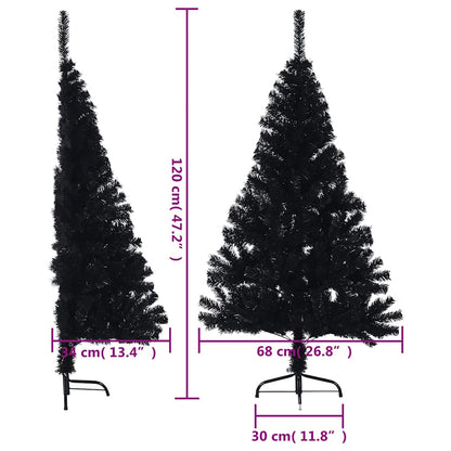 Albero di Natale Artificiale a Metà con Base Nero 120 cm PVC | homemem39