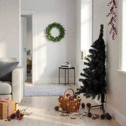 Albero di Natale Artificiale a Metà con Base Nero 120 cm PVC | homemem39