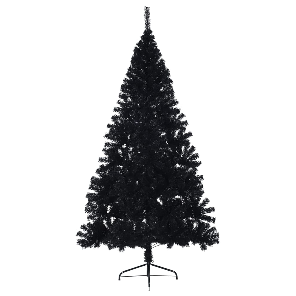 Albero di Natale Artificiale a Metà con Base Nero 180 cm PVC