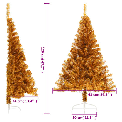 Albero di Natale Artificiale a Metà con Supporto Oro 120 cm PET | homemem39