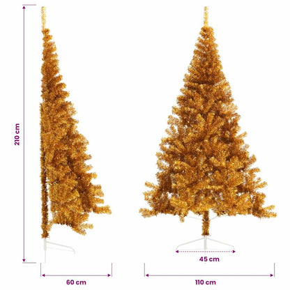 Albero di Natale Artificiale a Metà con Supporto Oro 210 cm PET | homemem39