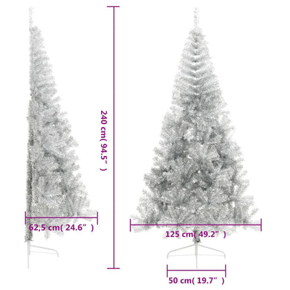Albero di Natale a Metà con Supporto Argento 240 cm PET