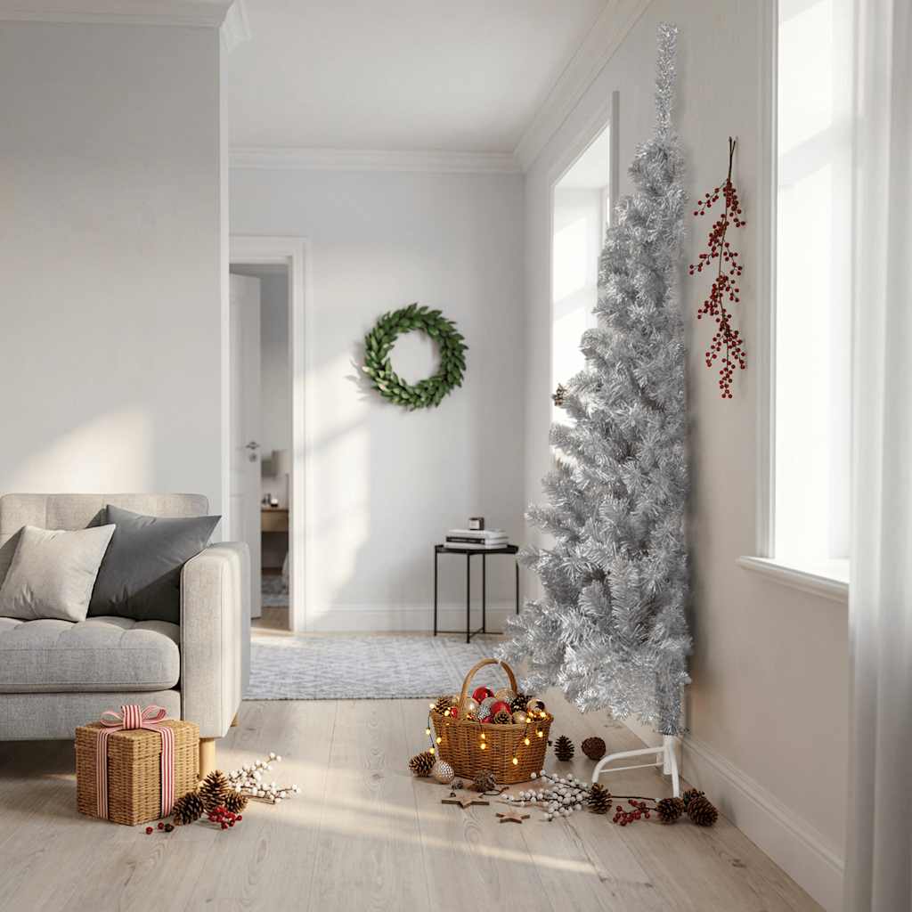 Albero di Natale a Metà con Supporto Argento 240 cm PET | homemem39