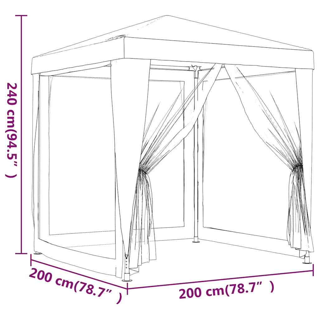 Tenda per Feste con 4 Pareti Laterali in Rete Blu 2x2 m HDPE | homemem39