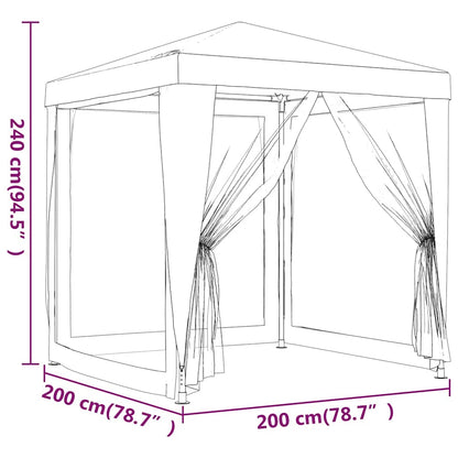 Tenda per Feste con 4 Pareti Laterali in Rete Blu 2x2 m HDPE | homemem39