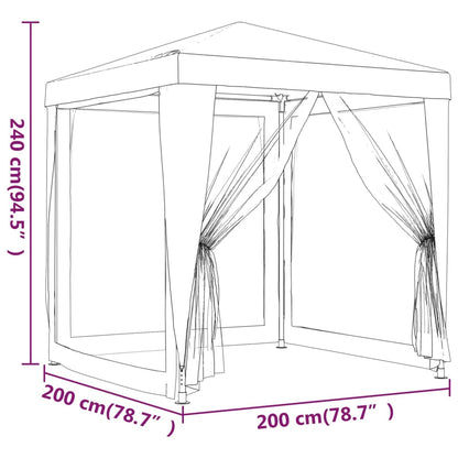 Tenda per Feste con 4 Pareti in Rete Antracite 2x2 m in HDPE | homemem39