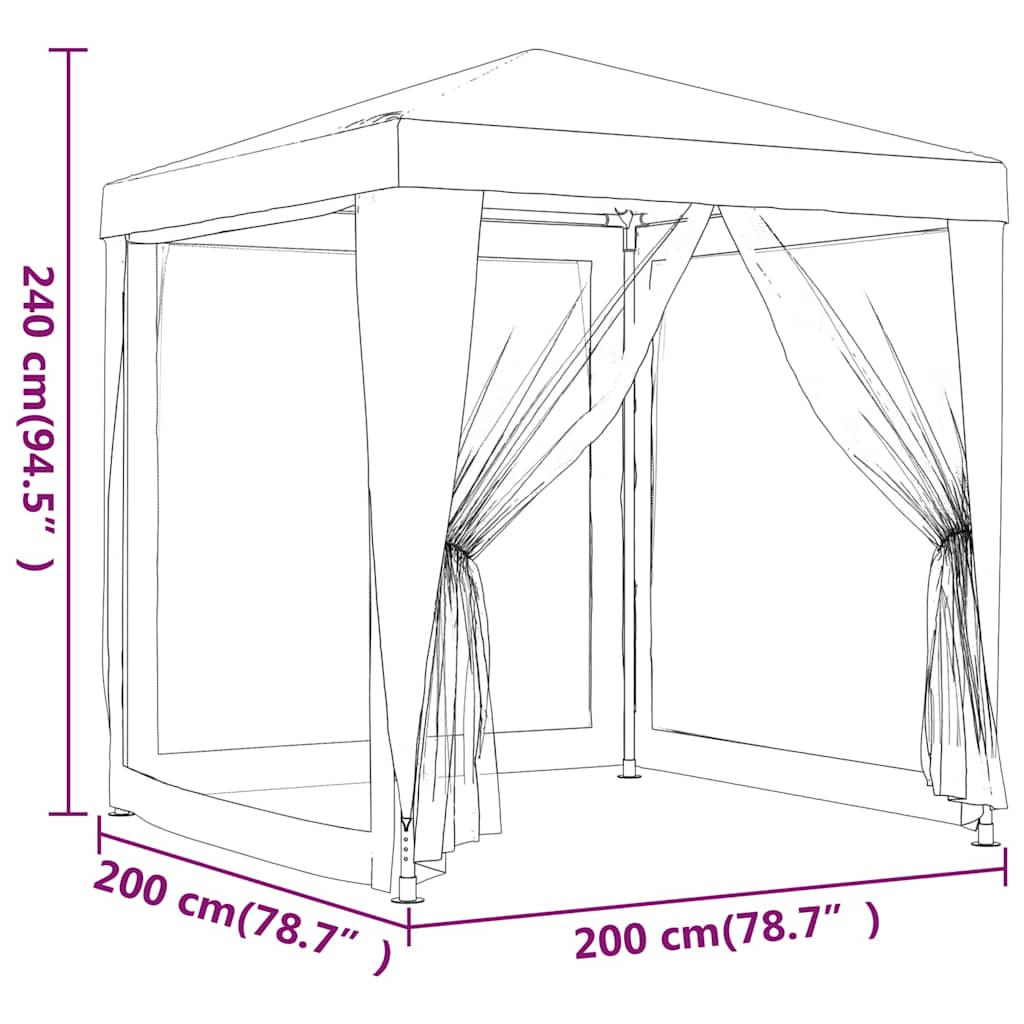 Tenda per Feste con 4 Pareti in Rete Antracite 2x2 m in HDPE