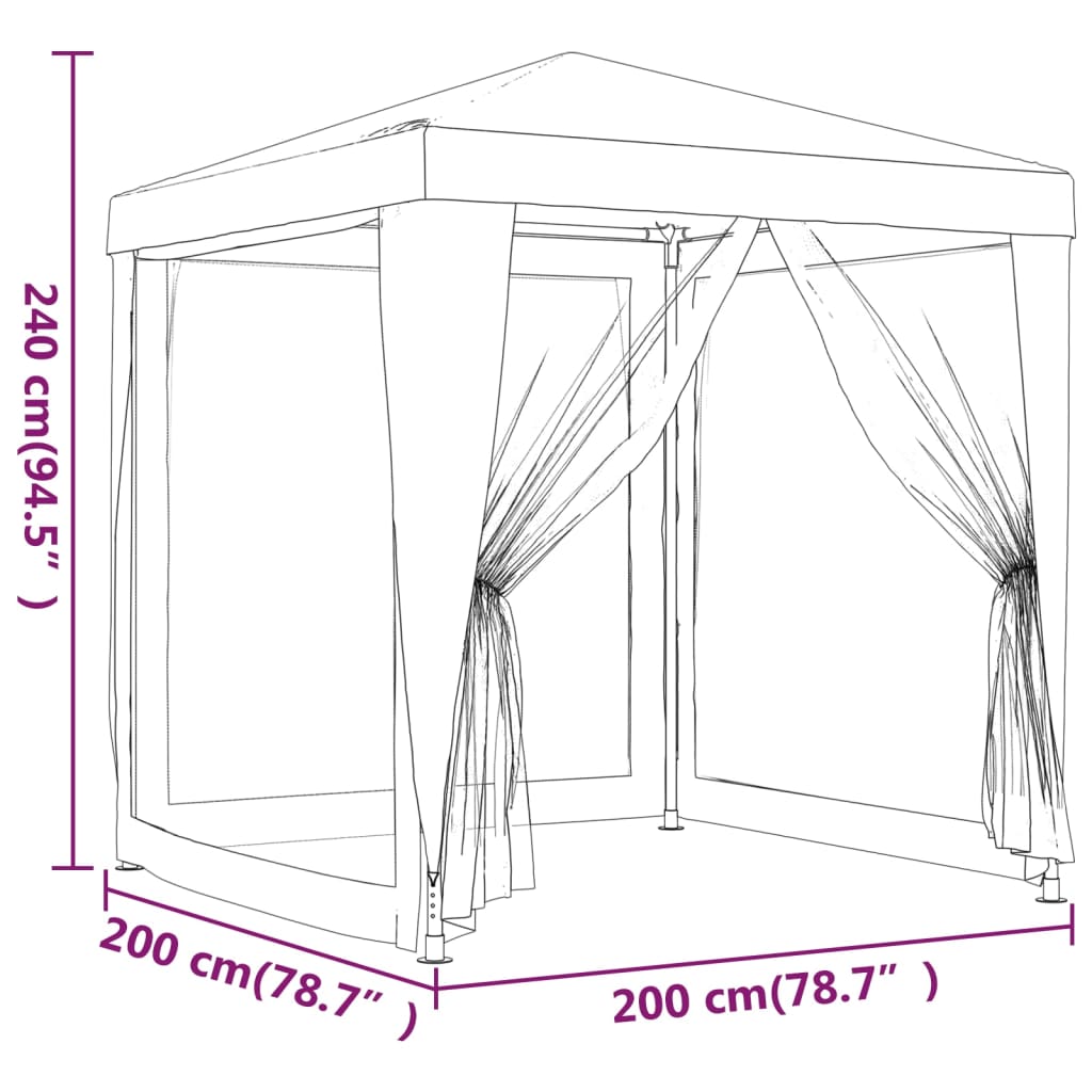 Tenda per Feste con Pareti Laterali in Rete 2x2 m HDPE | homemem39