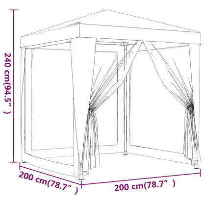 Tenda per Feste con Pareti Laterali in Rete 2x2 m HDPE