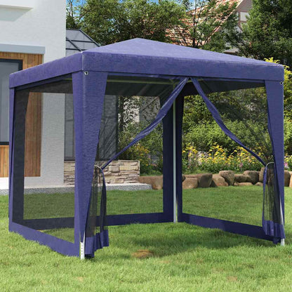 Tenda per Feste con 4 Pareti Laterali in Rete Blu 2,5x2,5m HDPE
