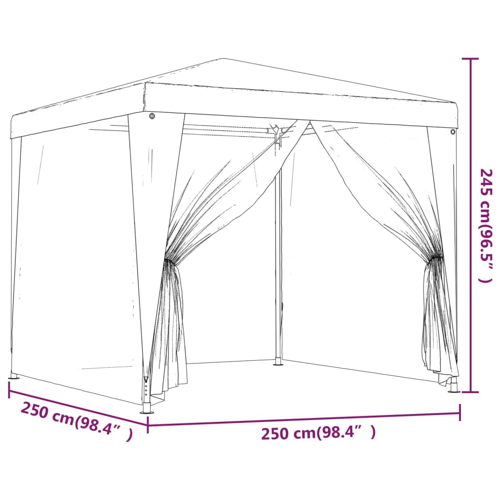 Tenda per Feste 4 Pareti Laterali in Rete Verde 2,5x2,5m HDPE | homemem39