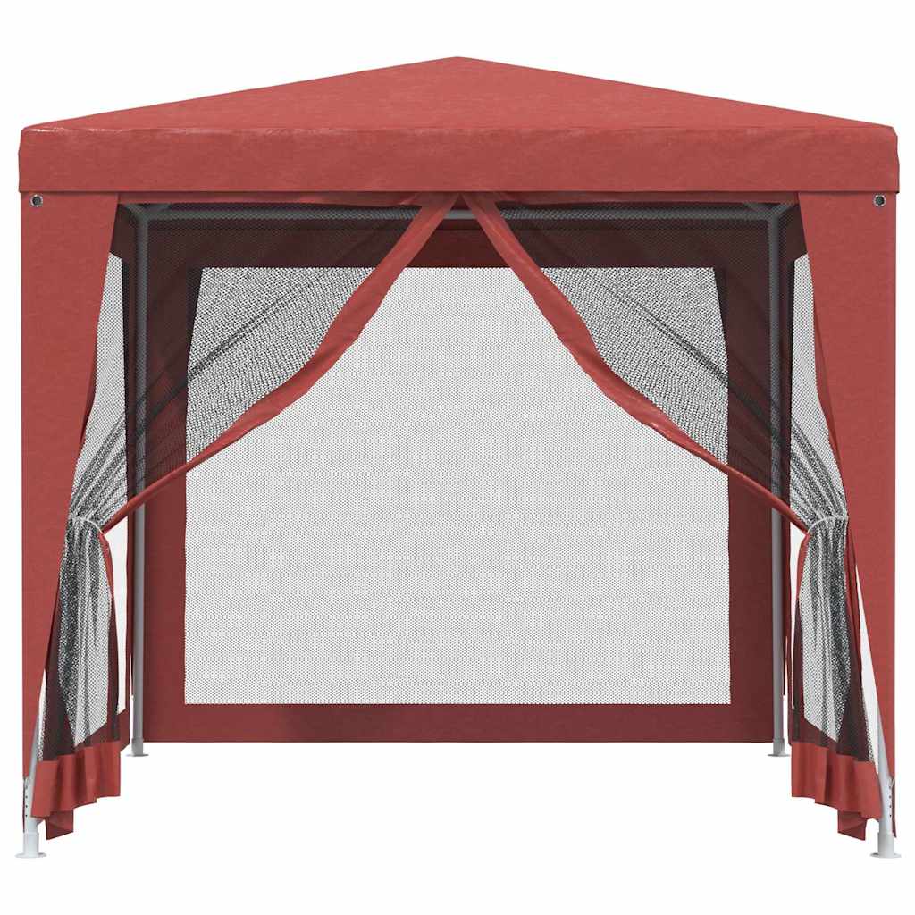 Tenda per Feste 4 Pareti Laterali in Rete Rossa 2,5x2,5m HDPE