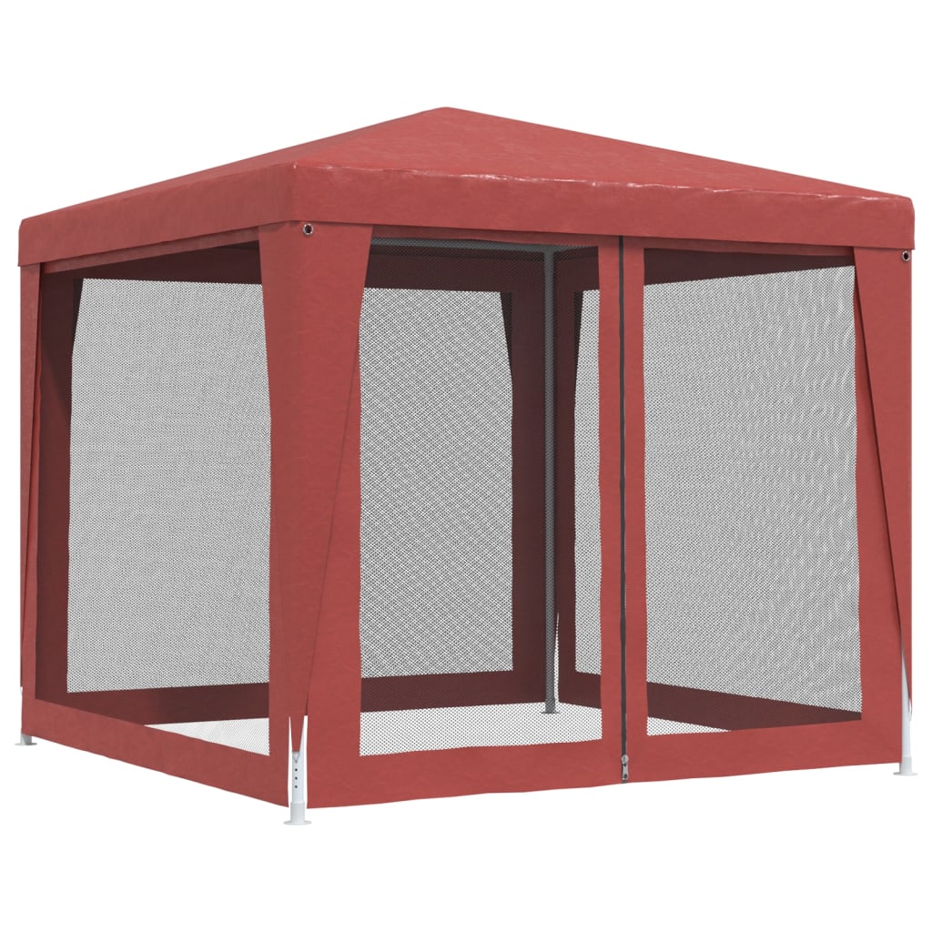 Tenda per Feste 4 Pareti Laterali in Rete Rossa 2,5x2,5m HDPE | homemem39