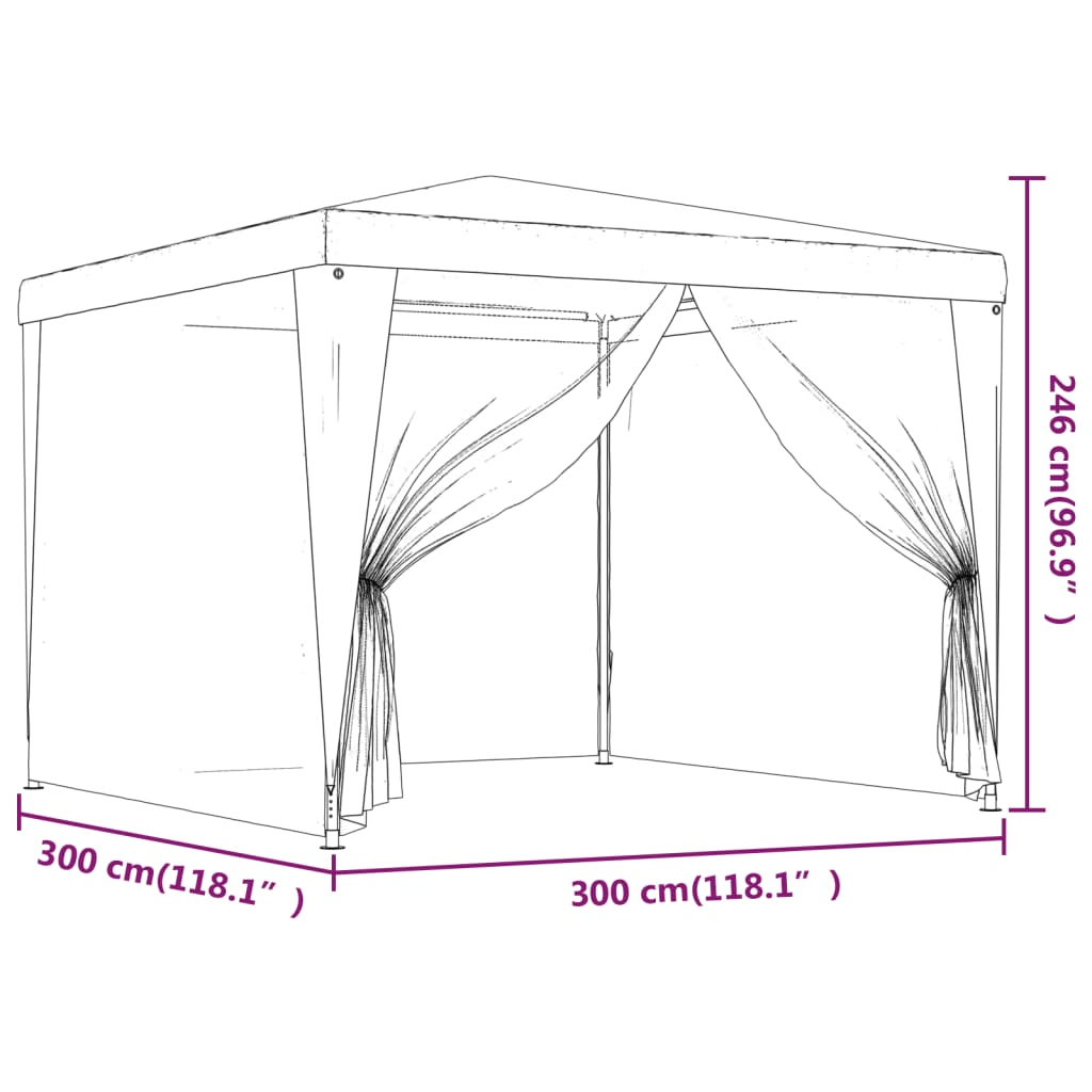 Tenda per Feste con 4 Pareti Laterali in Rete Blu 3x3 m HDPE | homemem39