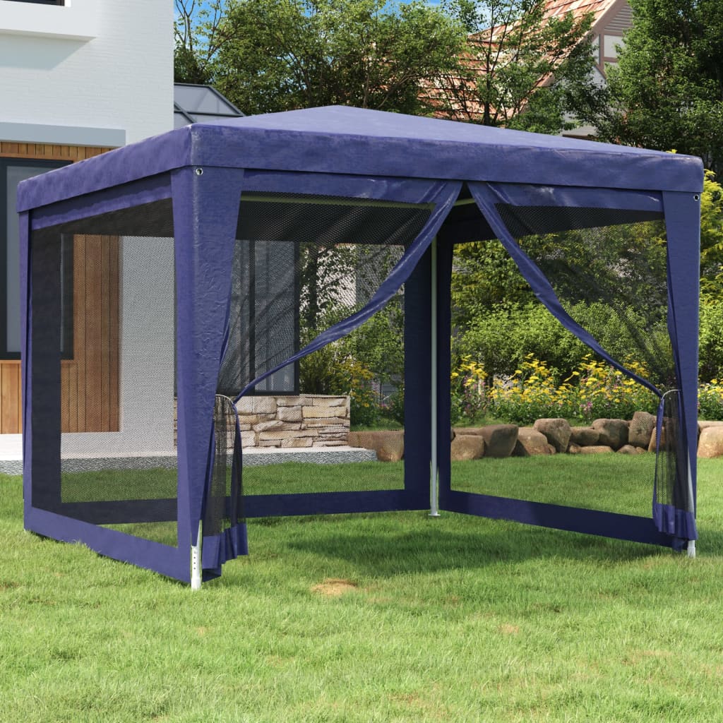 Tenda per Feste con 4 Pareti Laterali in Rete Blu 3x3 m HDPE | homemem39