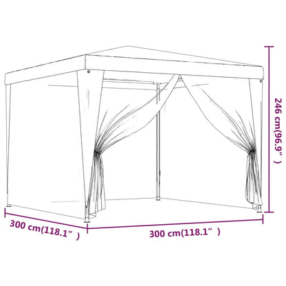 Tenda per Feste con 4 Pareti Laterali in Rete Verde 3x3 m HDPE