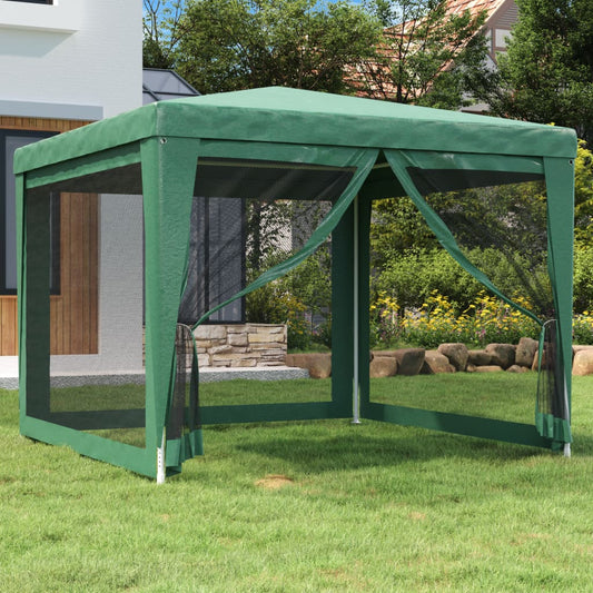 Tenda per Feste con 4 Pareti Laterali in Rete Verde 3x3 m HDPE | homemem39
