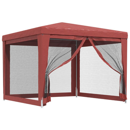 Tenda per Feste con Pareti Laterali in Rete Rossa 3x3 m HDPE | homemem39