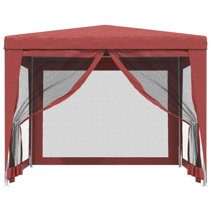 Tenda per Feste con Pareti Laterali in Rete Rossa 3x3 m HDPE | homemem39