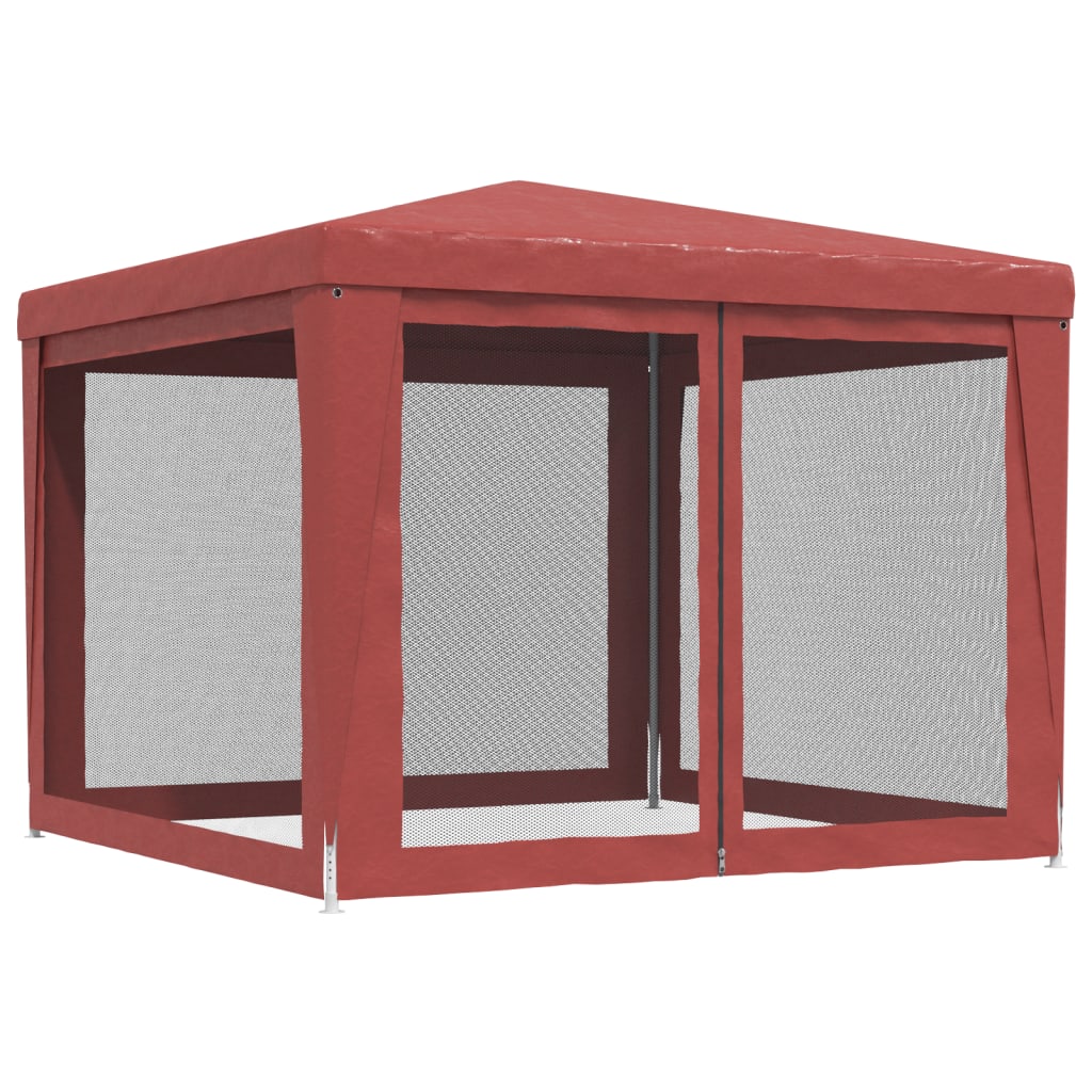 Tenda per Feste con Pareti Laterali in Rete Rossa 3x3 m HDPE | homemem39