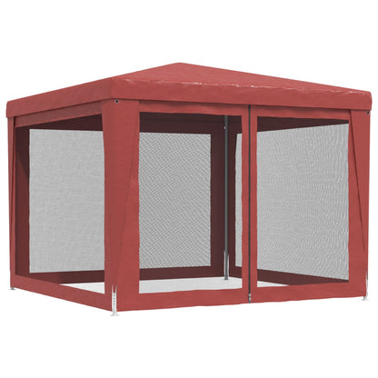 Tenda per Feste con Pareti Laterali in Rete Rossa 3x3 m HDPE | homemem39