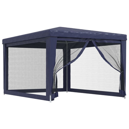Tenda per Feste con 4 Pareti Laterali in Rete Blu 3x4 m HDPE | homemem39