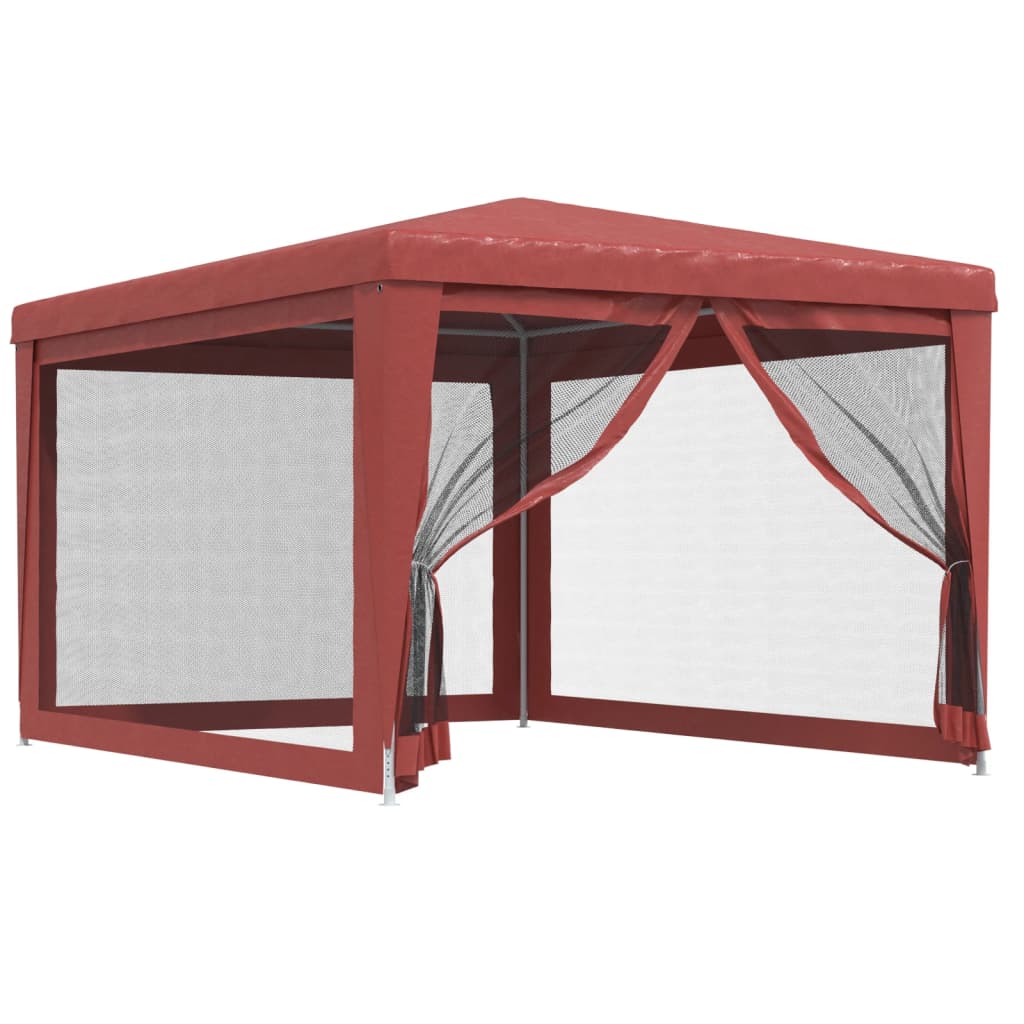 Tenda per Feste con Pareti Laterali in Rete Rossa 3x4 m HDPE | homemem39