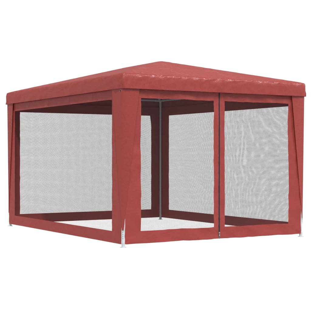 Tenda per Feste con Pareti Laterali in Rete Rossa 3x4 m HDPE | homemem39