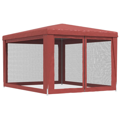 Tenda per Feste con Pareti Laterali in Rete Rossa 3x4 m HDPE | homemem39