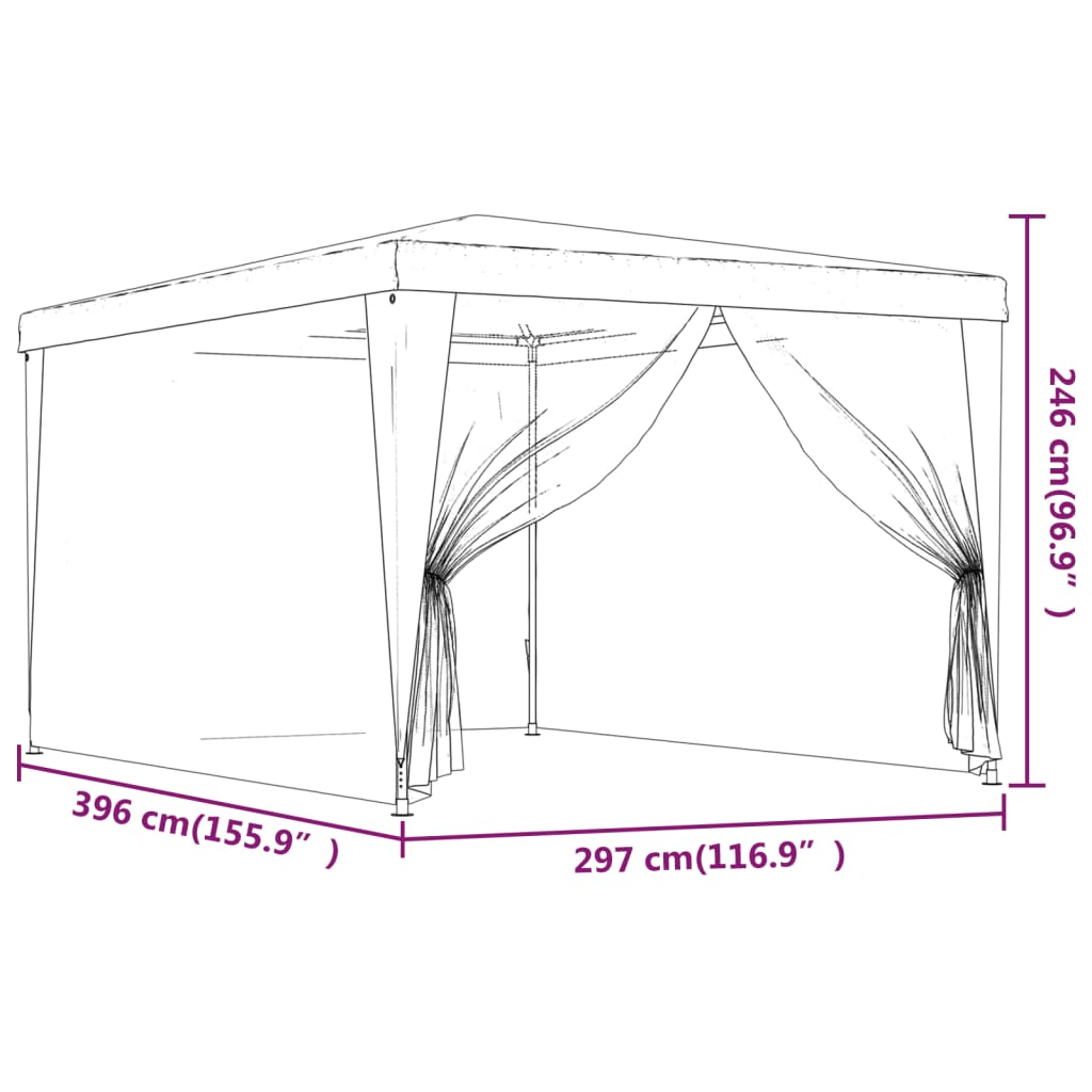 Tenda per Feste con Pareti Laterali in Rete Rossa 3x4 m HDPE | homemem39