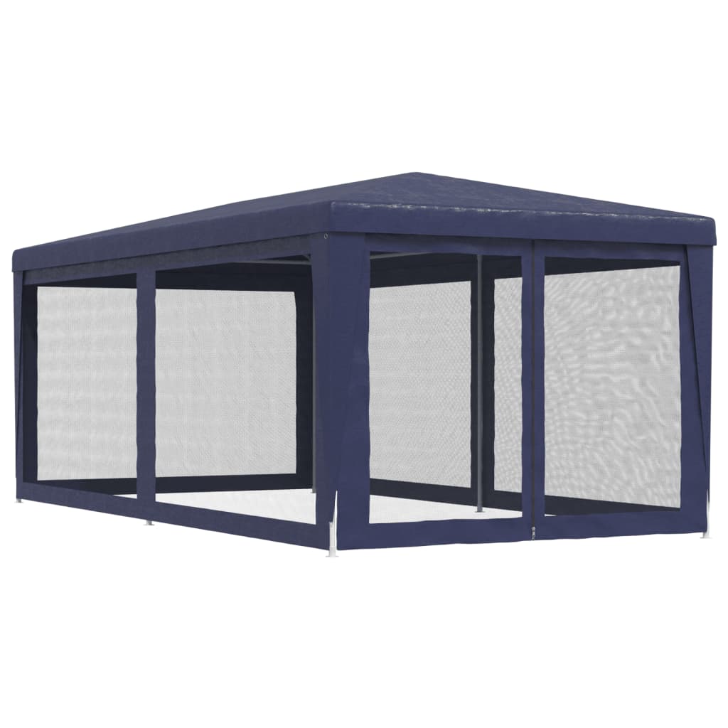 Tenda per Feste con 6 Pareti Laterali in Rete Blu 3x6 m HDPE | homemem39