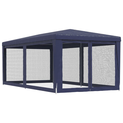 Tenda per Feste con 6 Pareti Laterali in Rete Blu 3x6 m HDPE | homemem39